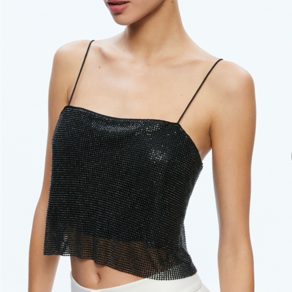 Alice + Olivia Black Sequin Camisole